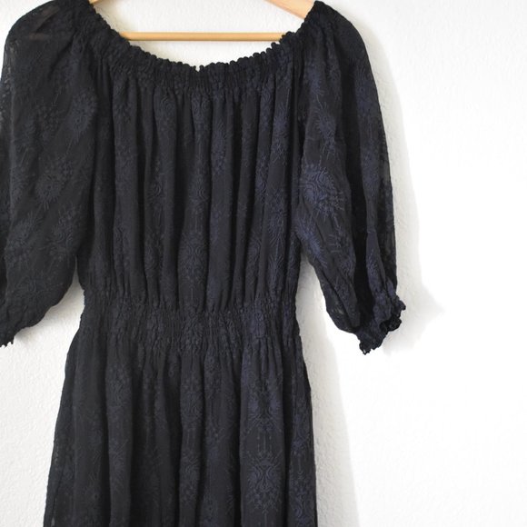 Rebecca Taylor Selina Silk Embroidered Off-the-Shoulder Dress - Picture 9 of 15